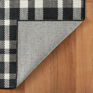Houston Plaid Black Machine Washable Rug - DA2255 - 4' Round