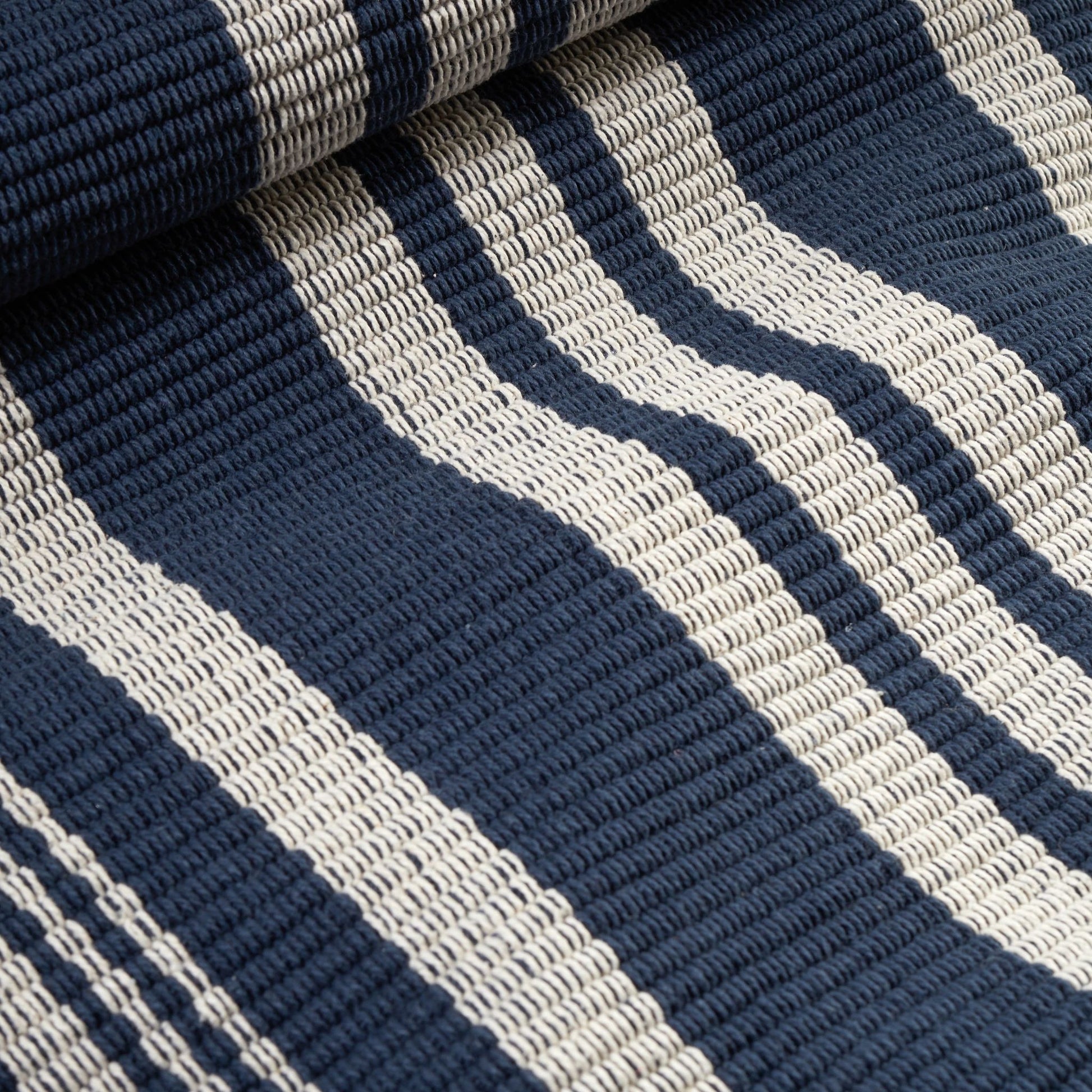 Irving Stripe Navy Handwoven Cotton Rug - DA2283 - 10x14