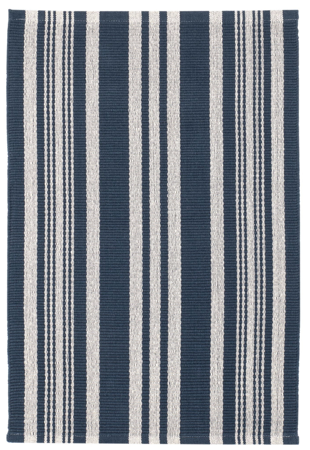 Irving Stripe Navy Handwoven Cotton Rug - DA2283 - 10x14
