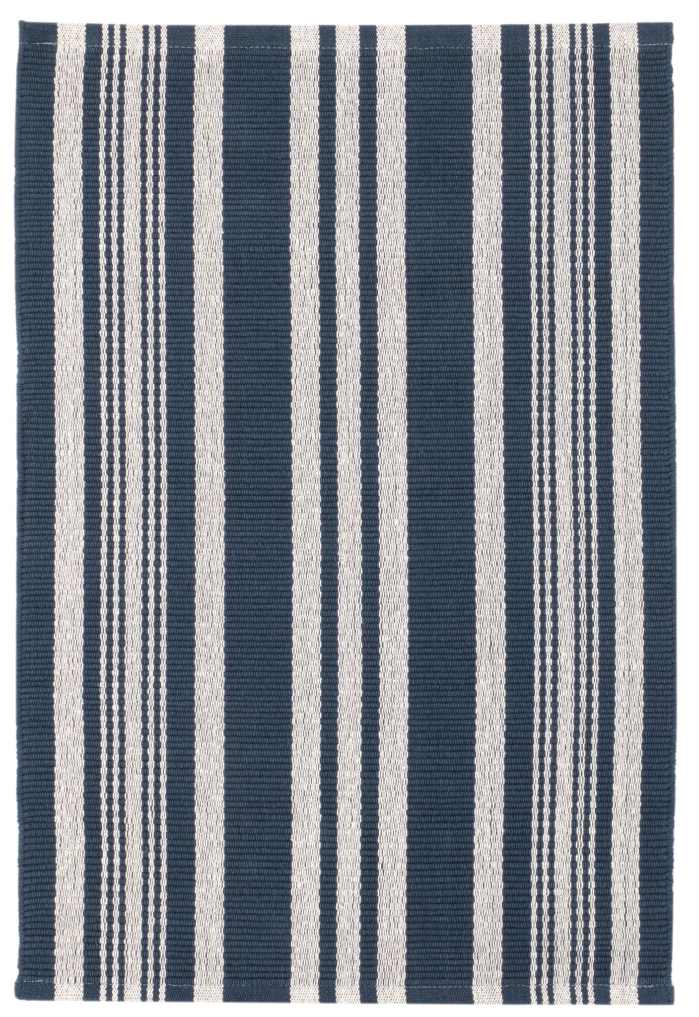 Irving Stripe Navy Handwoven Cotton Rug - DA2283 - 10x14