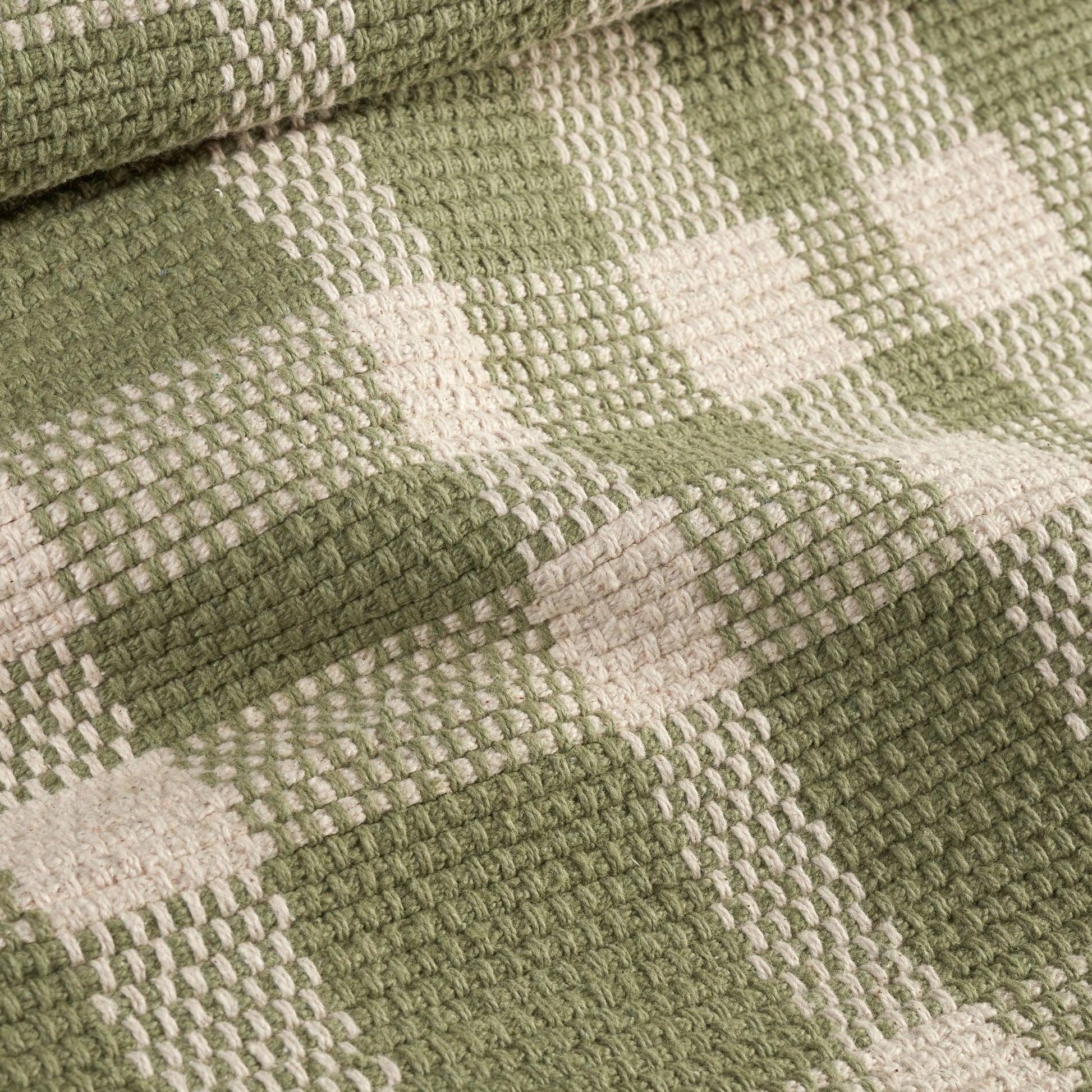 Tattersall Sage Handwoven Cotton Rug - DA2297 - 10x14