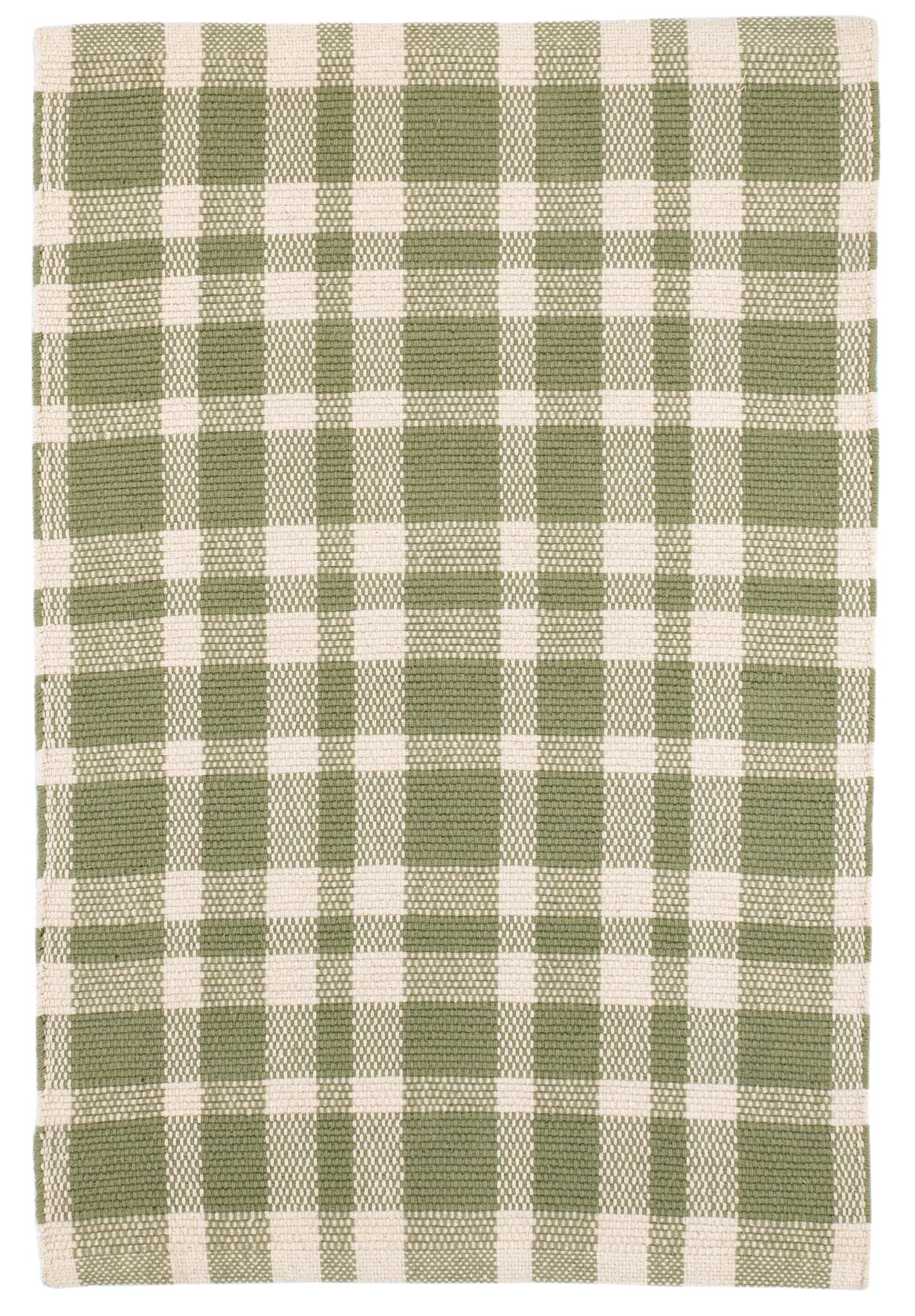 Tattersall Sage Handwoven Cotton Rug - DA2297 - 10x14