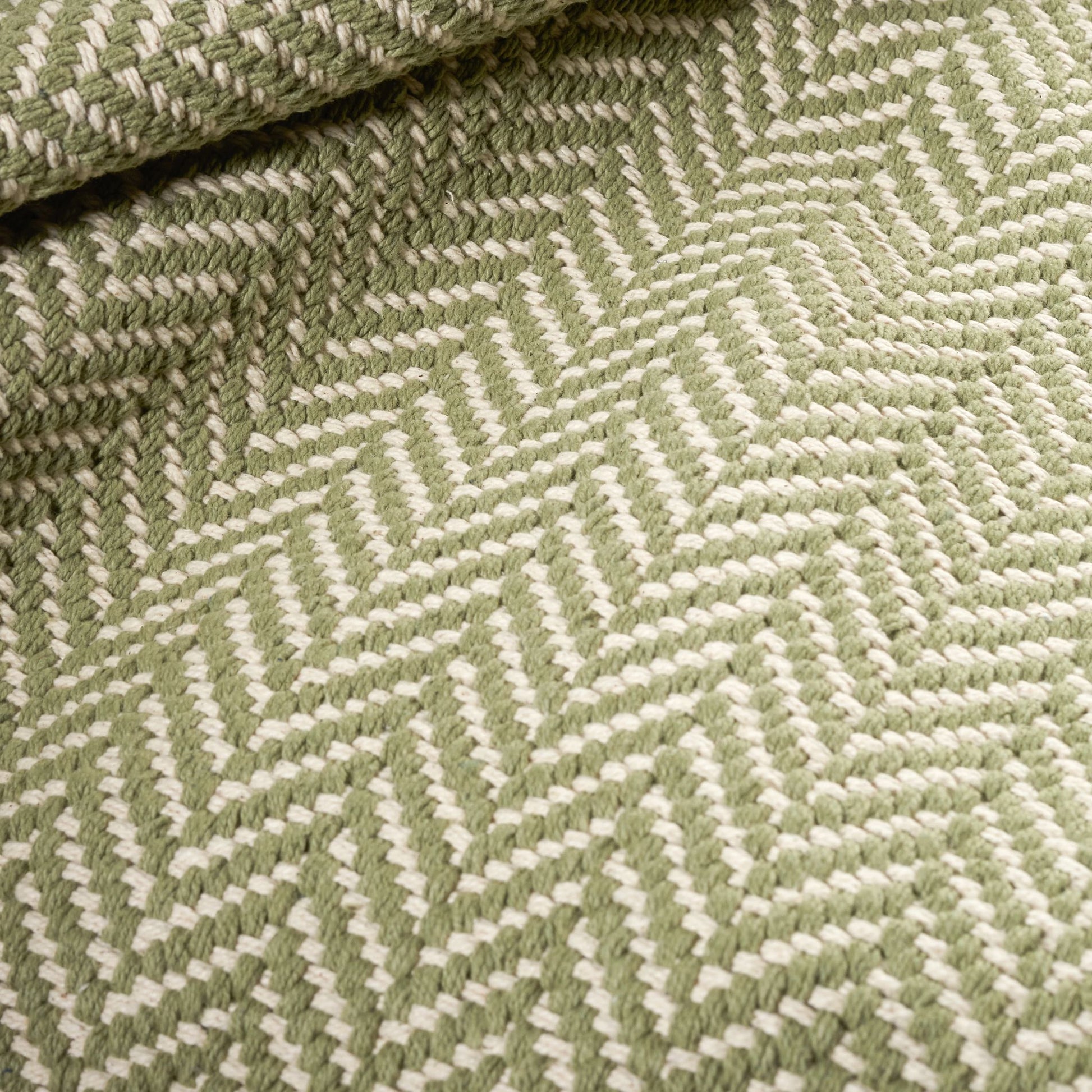 Herringbone Sage Handwoven Cotton Rug - DA2298 - 10x14