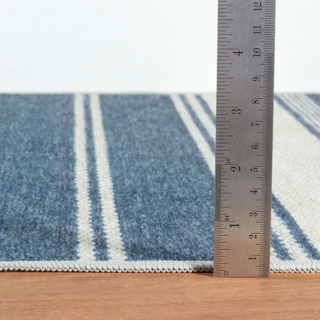 Bowman Stripe Blue Machine Washable Rug - DA2337 - 8x10