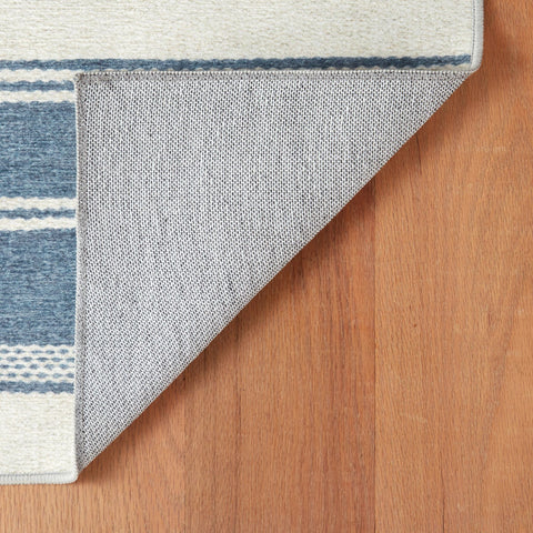 Bowman Stripe Blue Machine Washable Rug - DA2337 - 8x10