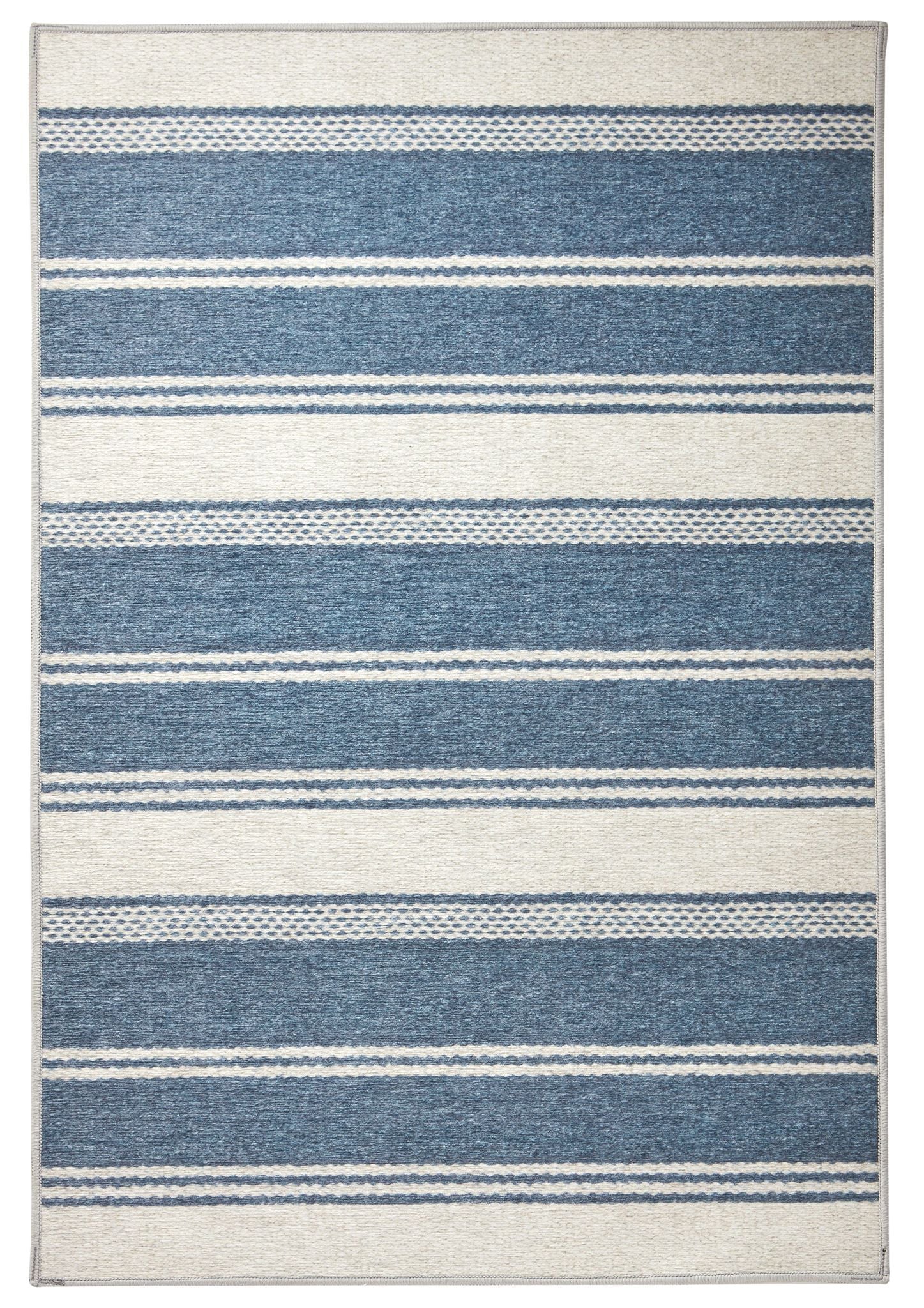 Bowman Stripe Blue Machine Washable Rug - DA2337 - 8x10