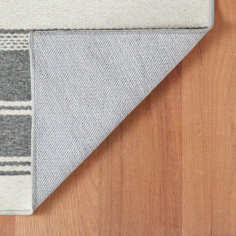 Bowman Stripe Grey Machine Washable Rug - DA2338 - 8x10