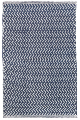 Herringbone Indigo/White Handwoven Indoor/Outdoor Rug - DA285 - Runner-2.5x18