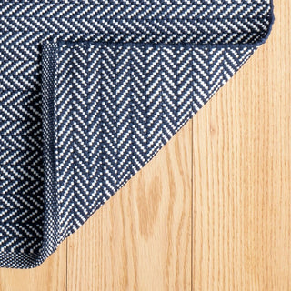 Herringbone Indigo/White Handwoven Indoor/Outdoor Rug - DA285 - Runner-2.5x18