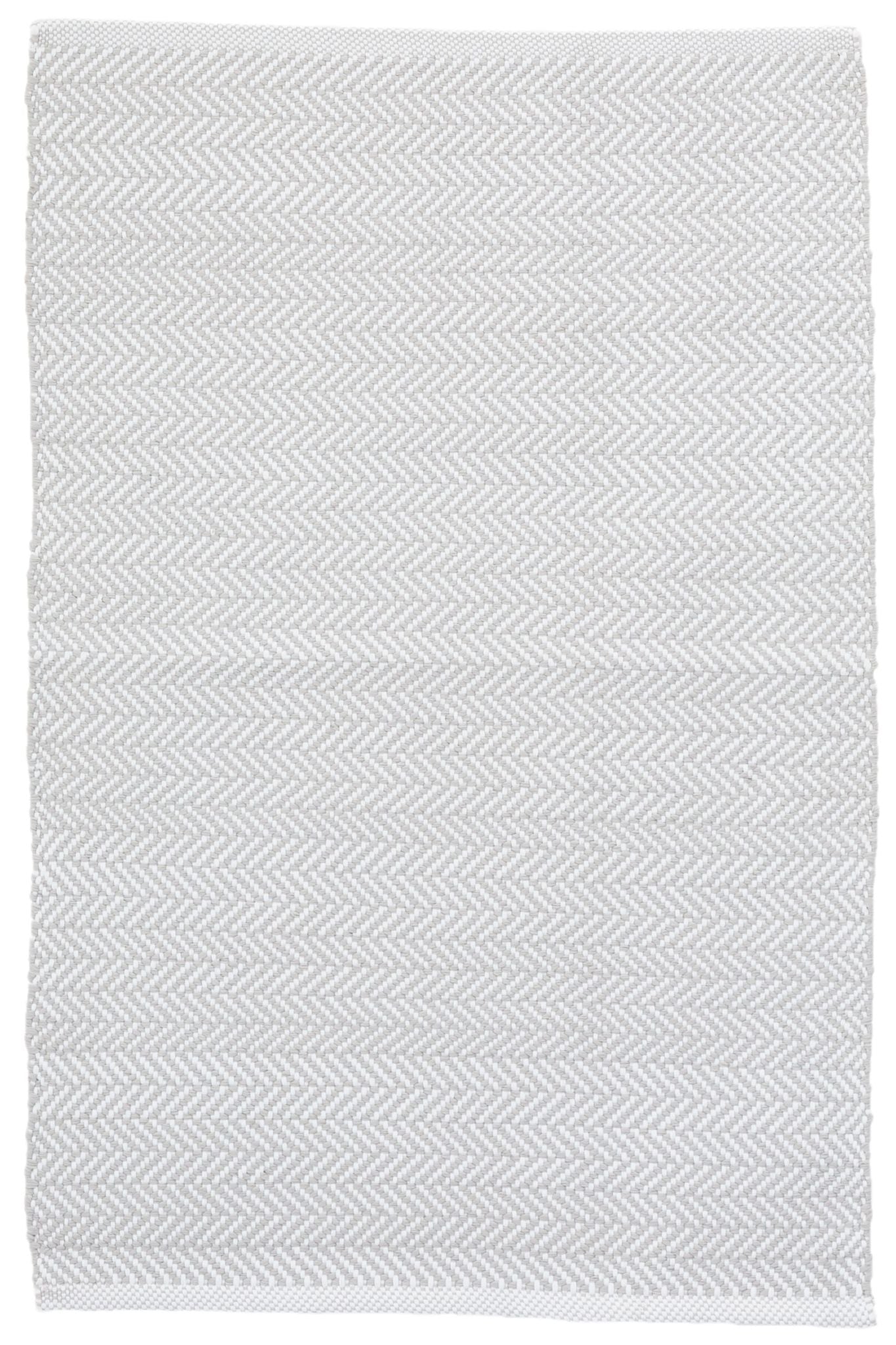 Herringbone Pearl Grey/White Handwoven Indoor/Outdoor Rug - DA287 - 10x14