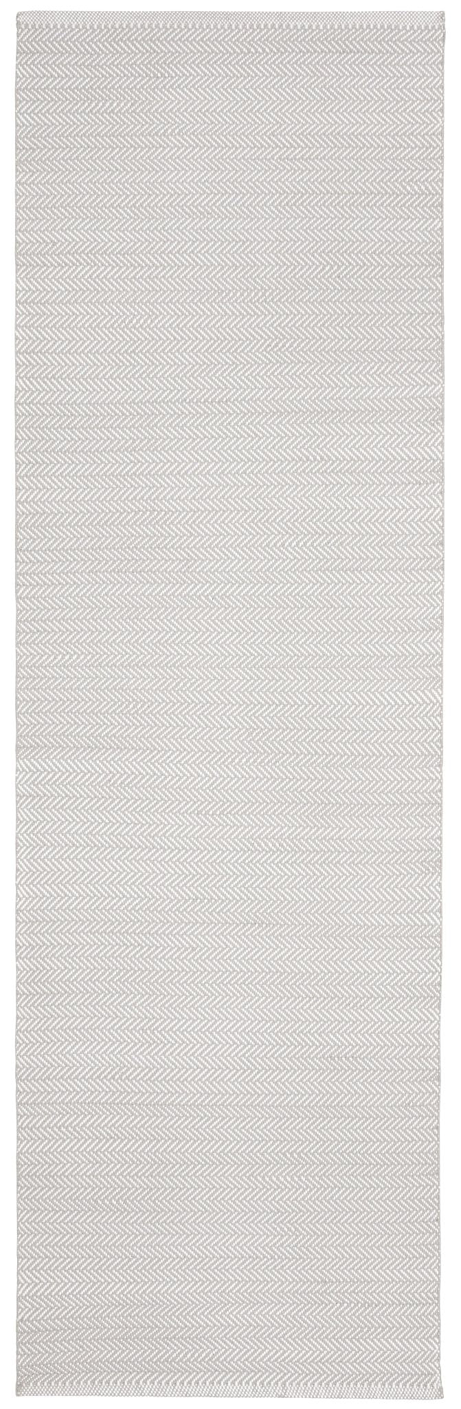 Herringbone Pearl Grey/White Handwoven Indoor/Outdoor Rug - DA287 - Runner-2.5x18