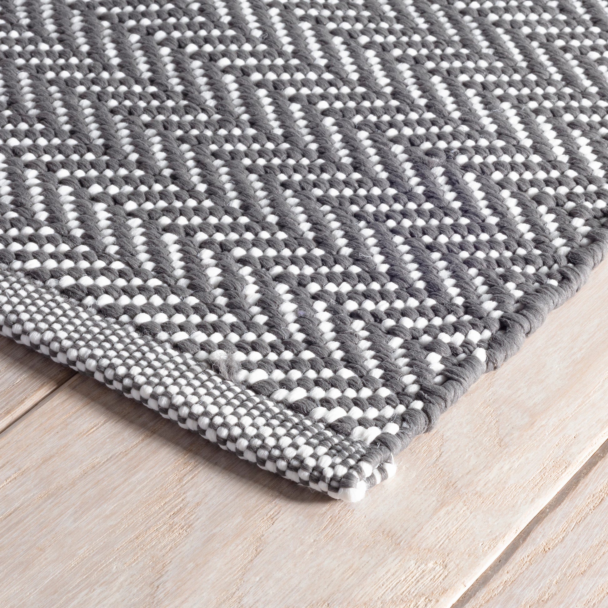 Herringbone Shale/White Handwoven Indoor/Outdoor Rug - DA289 - Runner-2.5x18