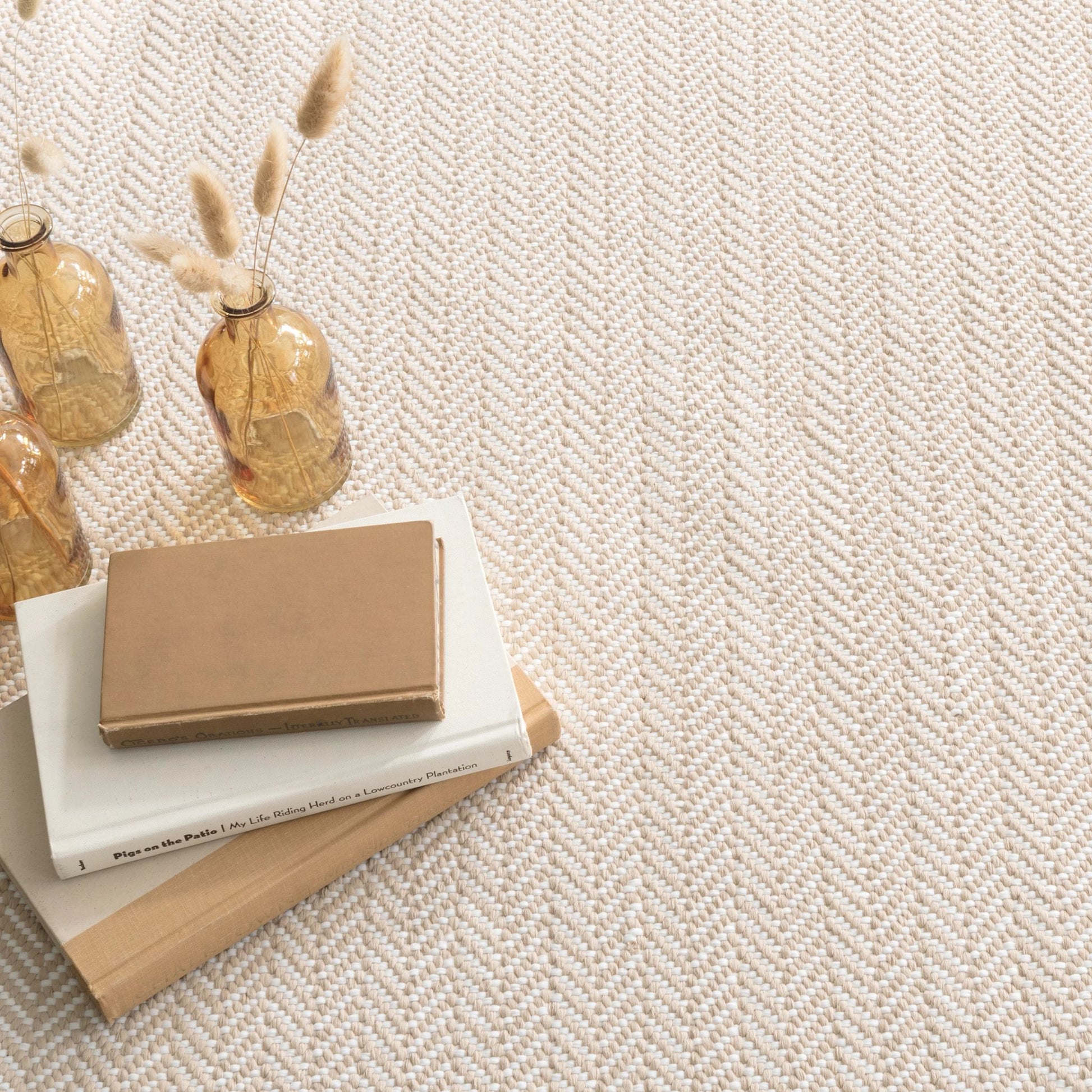 Herringbone Linen/White Handwoven Indoor/Outdoor Rug - DA291 - Runner-2.5x18