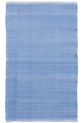 Herringbone French Blue/White Handwoven Indoor/Outdoor Rug - DA293 - Runner-2.5x18