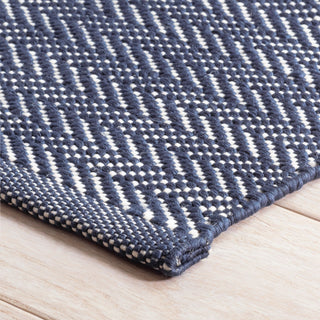 Herringbone Navy/Ivory Handwoven Indoor/Outdoor Rug - DA389 - Runner-2.5x18