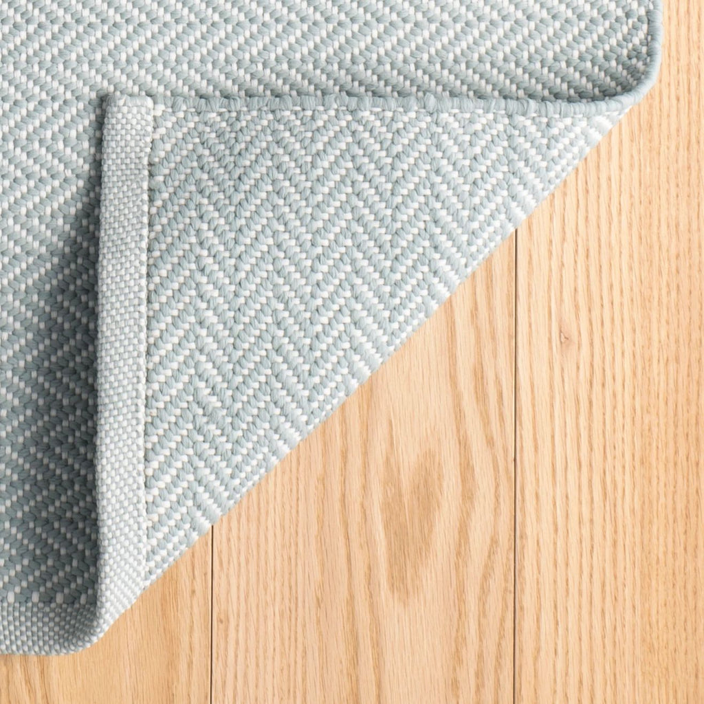 Herringbone Light Blue/Ivory Handwoven Indoor/Outdoor Rug - DA392 - Runner-2.5x18