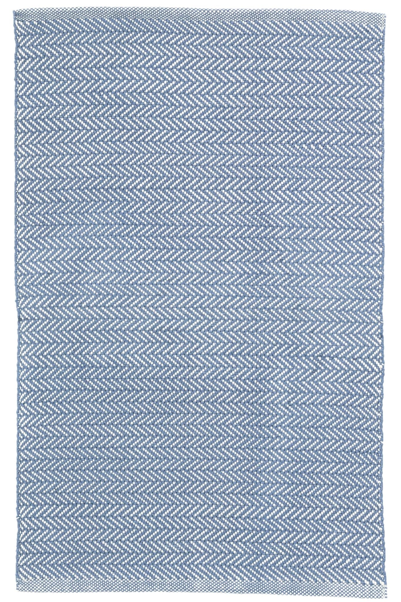 Herringbone Denim/Ivory Handwoven Indoor/Outdoor Rug - DA395 - Runner-2.5x18