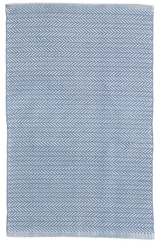Herringbone Denim/Ivory Handwoven Indoor/Outdoor Rug - DA395 - Runner-2.5x18