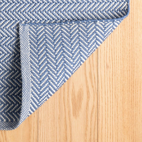 Herringbone Denim/Ivory Handwoven Indoor/Outdoor Rug - DA395 - Runner-2.5x18