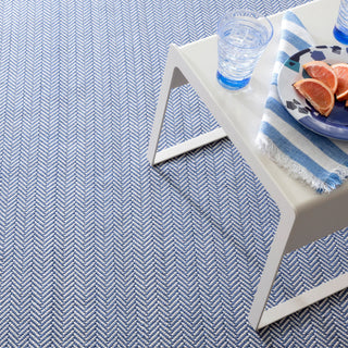 Herringbone Denim/Ivory Handwoven Indoor/Outdoor Rug - DA395 - Runner-2.5x18