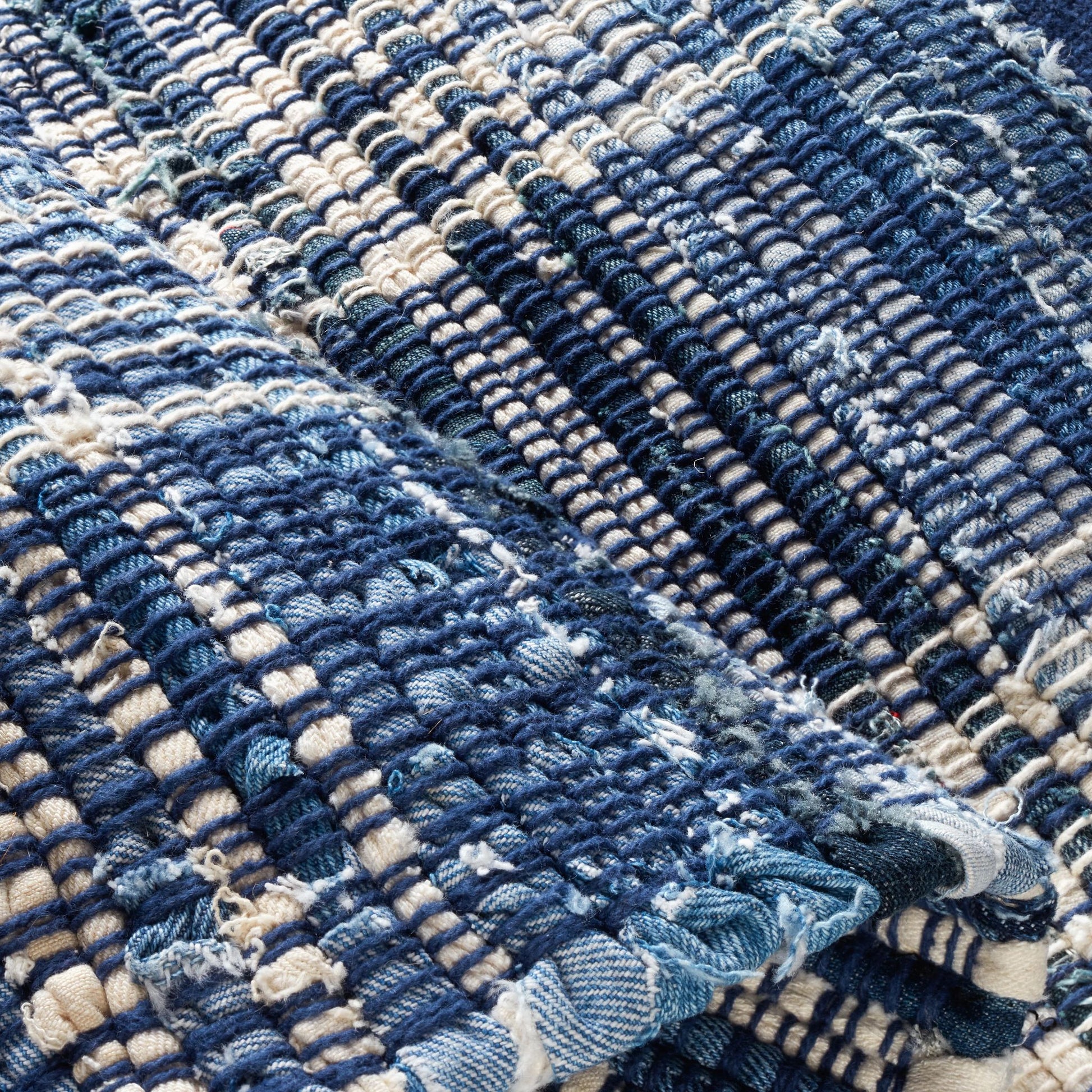 Denim Plaid Handwoven Cotton Rug - DA515 - 10x14