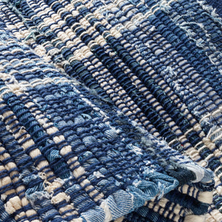 Denim Plaid Handwoven Cotton Rug - DA515 - 10x14