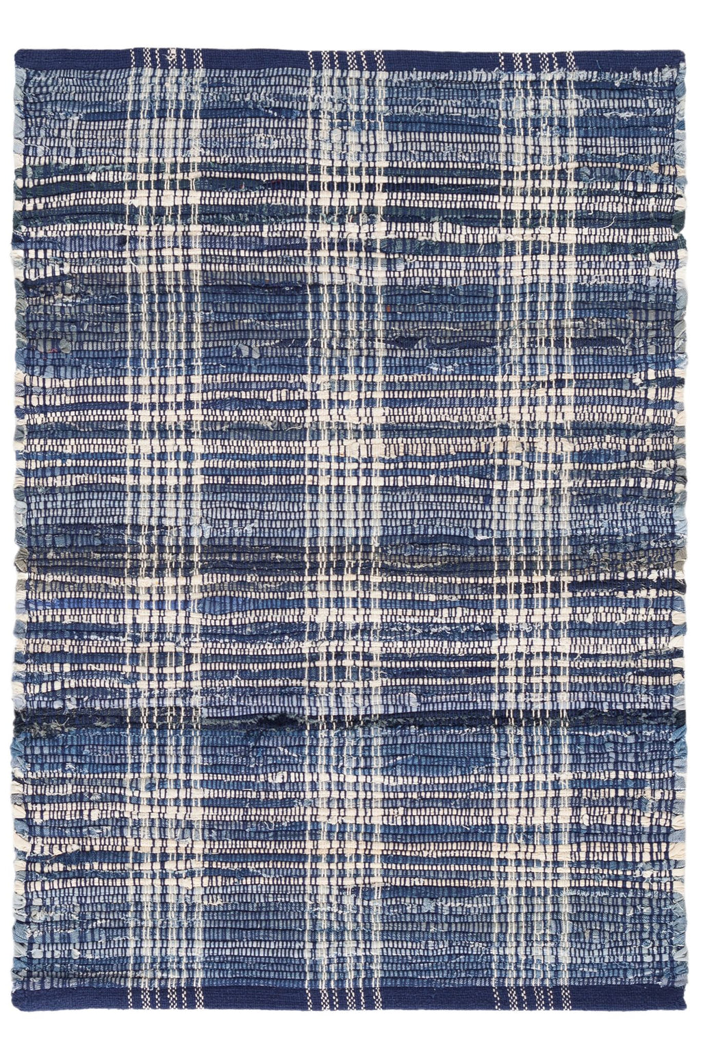 Denim Plaid Handwoven Cotton Rug - DA515 - 10x14