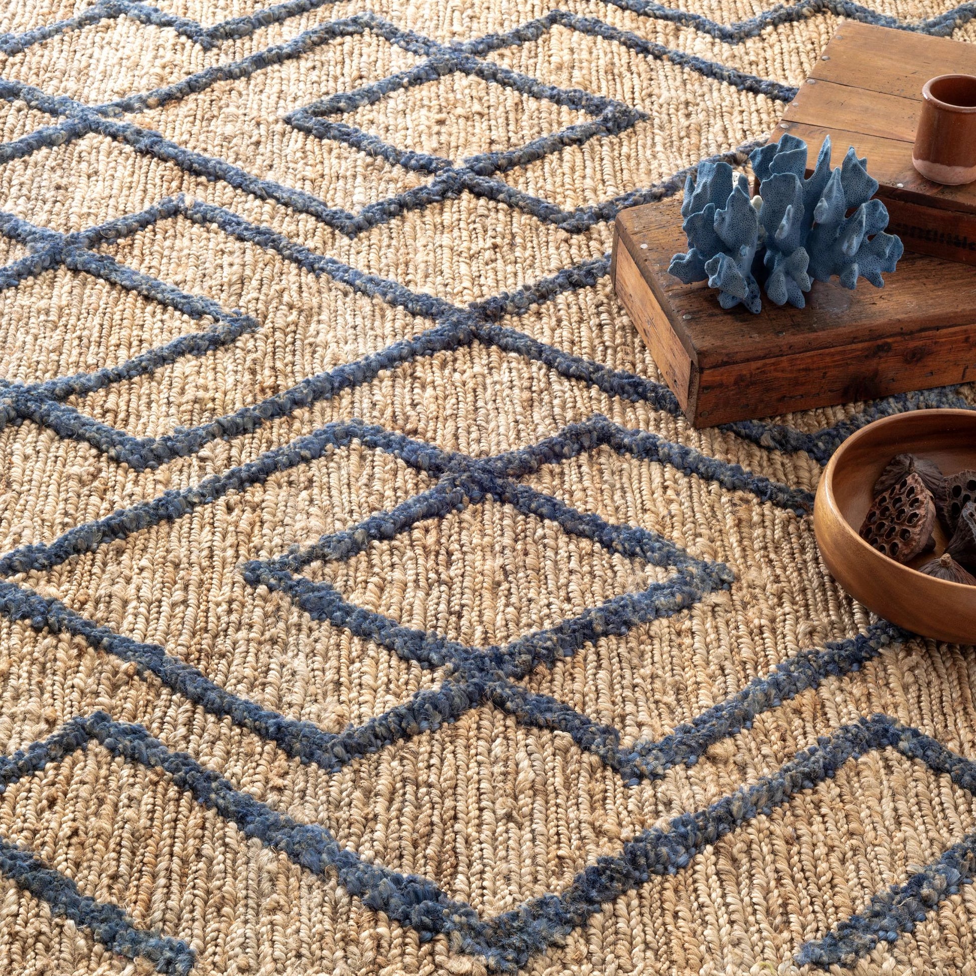Marco Navy Jute Soumak Handwoven Rug - DA773 - 10x14