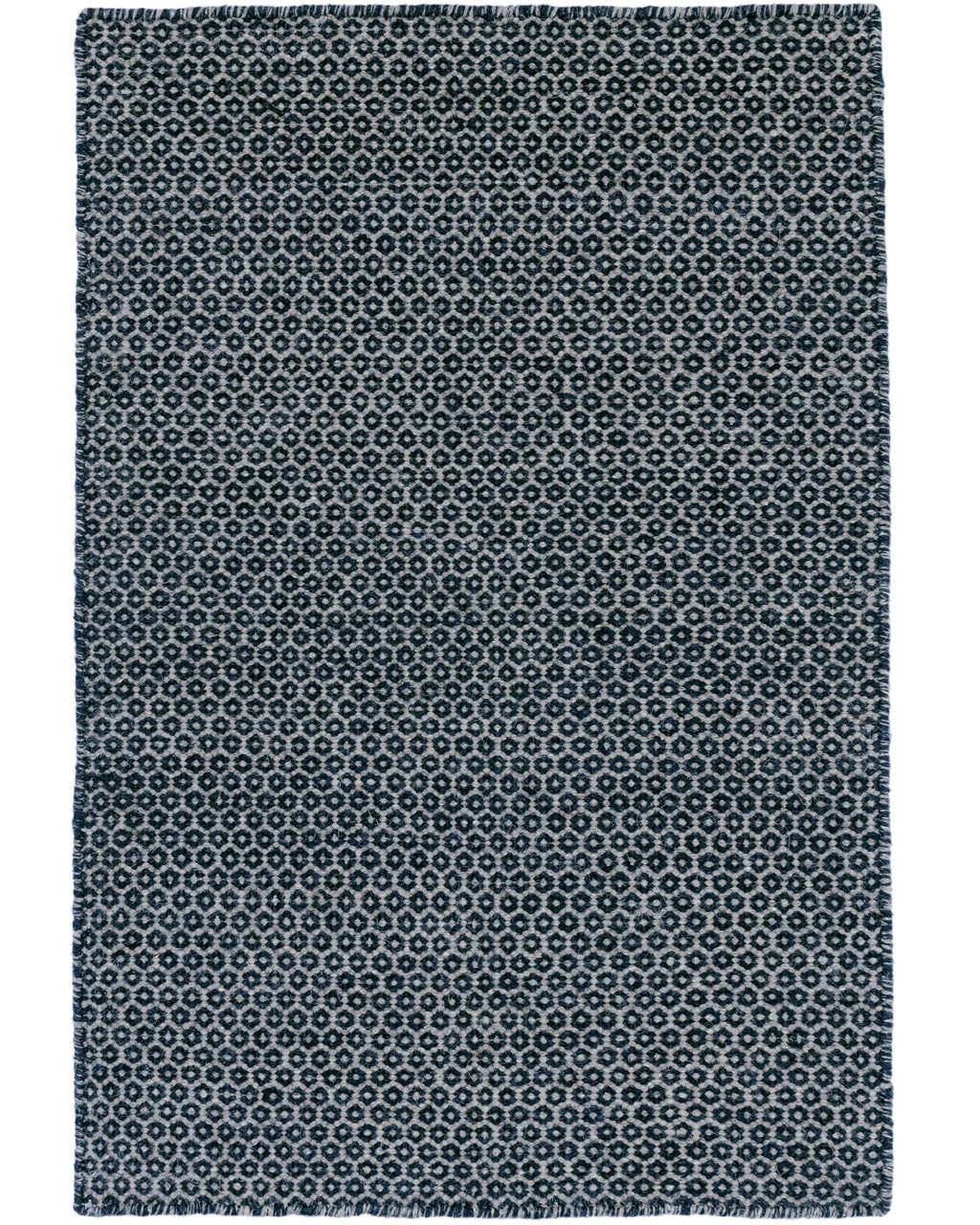 Honeycomb Indigo/Grey Handwoven Wool Rug - DA788 - 10x14
