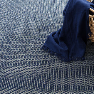 Honeycomb Indigo/Grey Handwoven Wool Rug - DA788 - 10x14