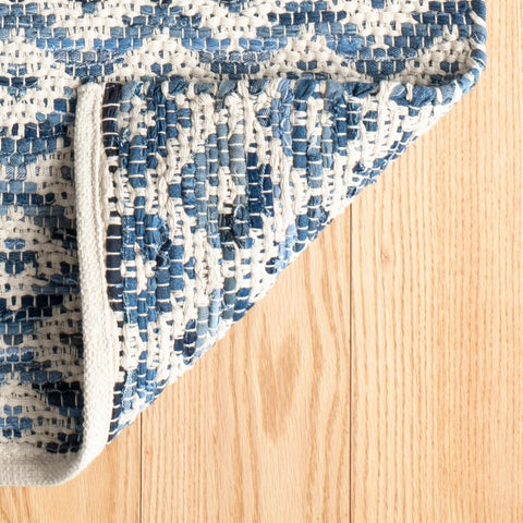Denim Rag Diamond Ivory Handwoven Cotton Rug - DA789 - 10x14