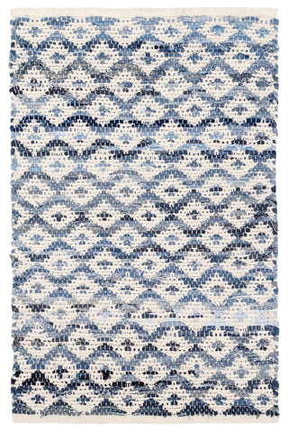 Denim Rag Diamond Ivory Handwoven Cotton Rug - DA789 - 10x14