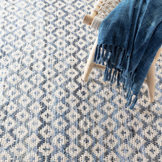 Denim Rag Diamond Ivory Handwoven Cotton Rug - DA789 - 10x14