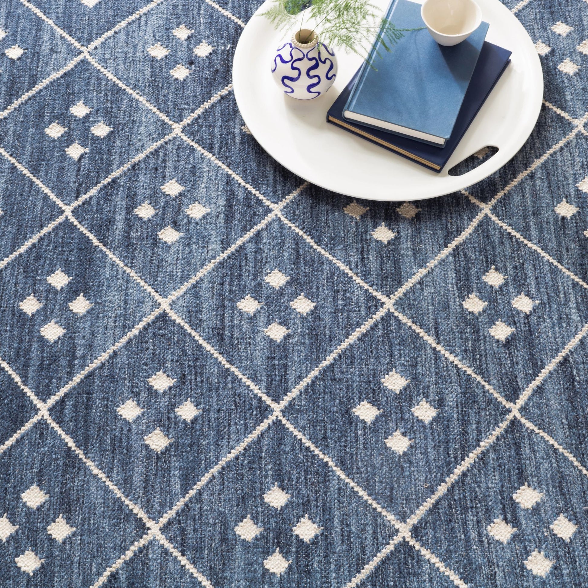 Kota Indigo Handwoven Wool Rug - DA853 - 10x14