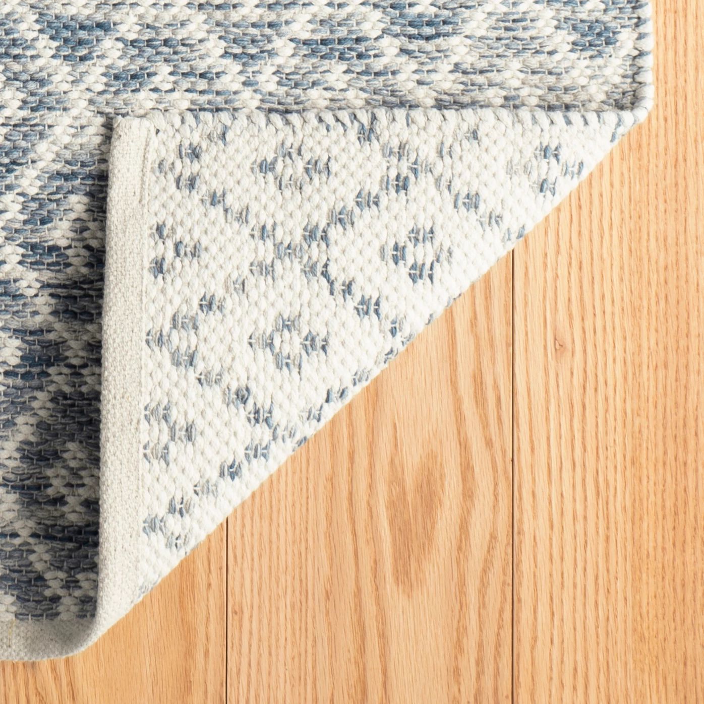 Melange Diamond Blue Handwoven Cotton Rug - DA887 - 9x12
