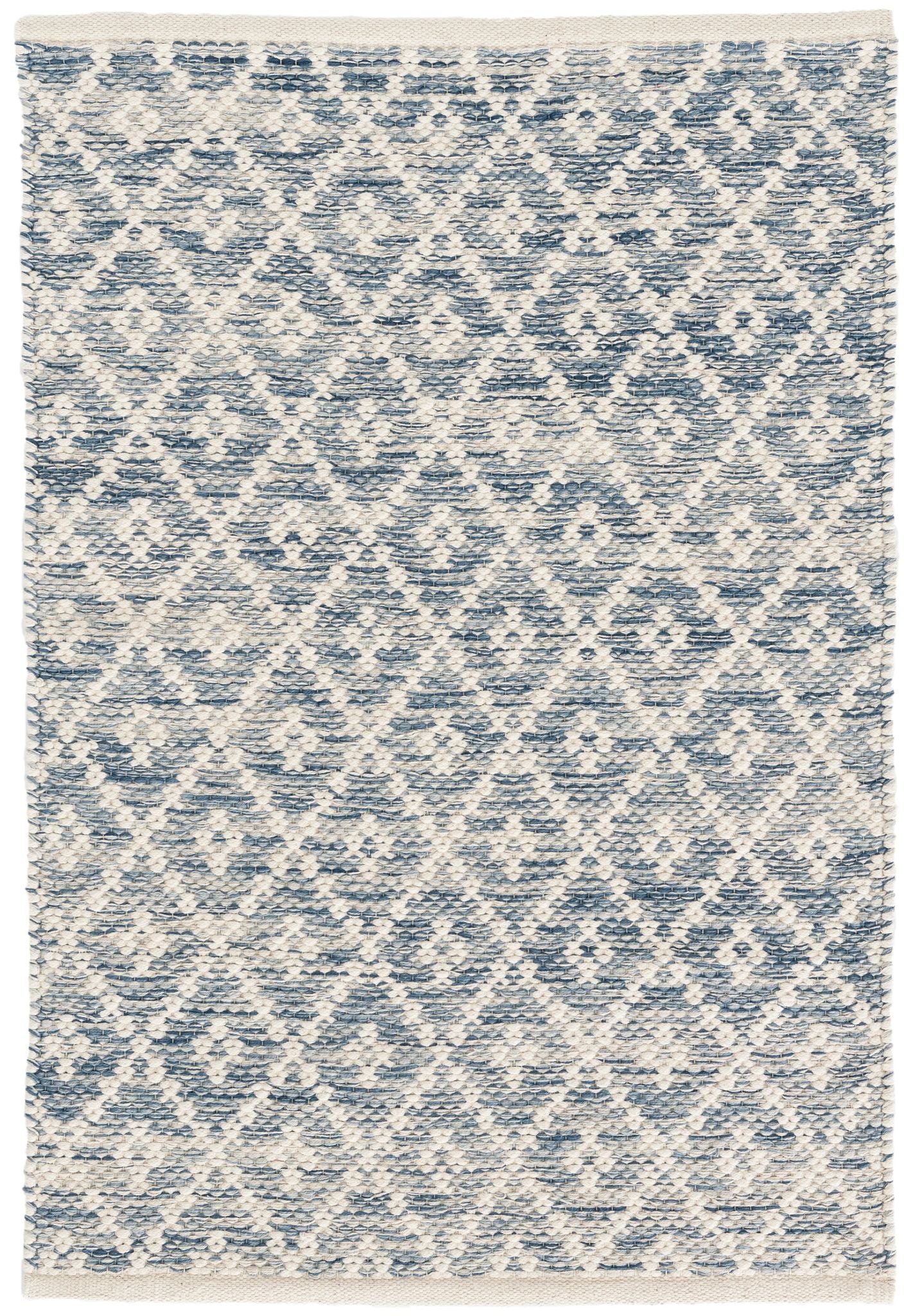 Melange Diamond Blue Handwoven Cotton Rug - DA887 - 9x12