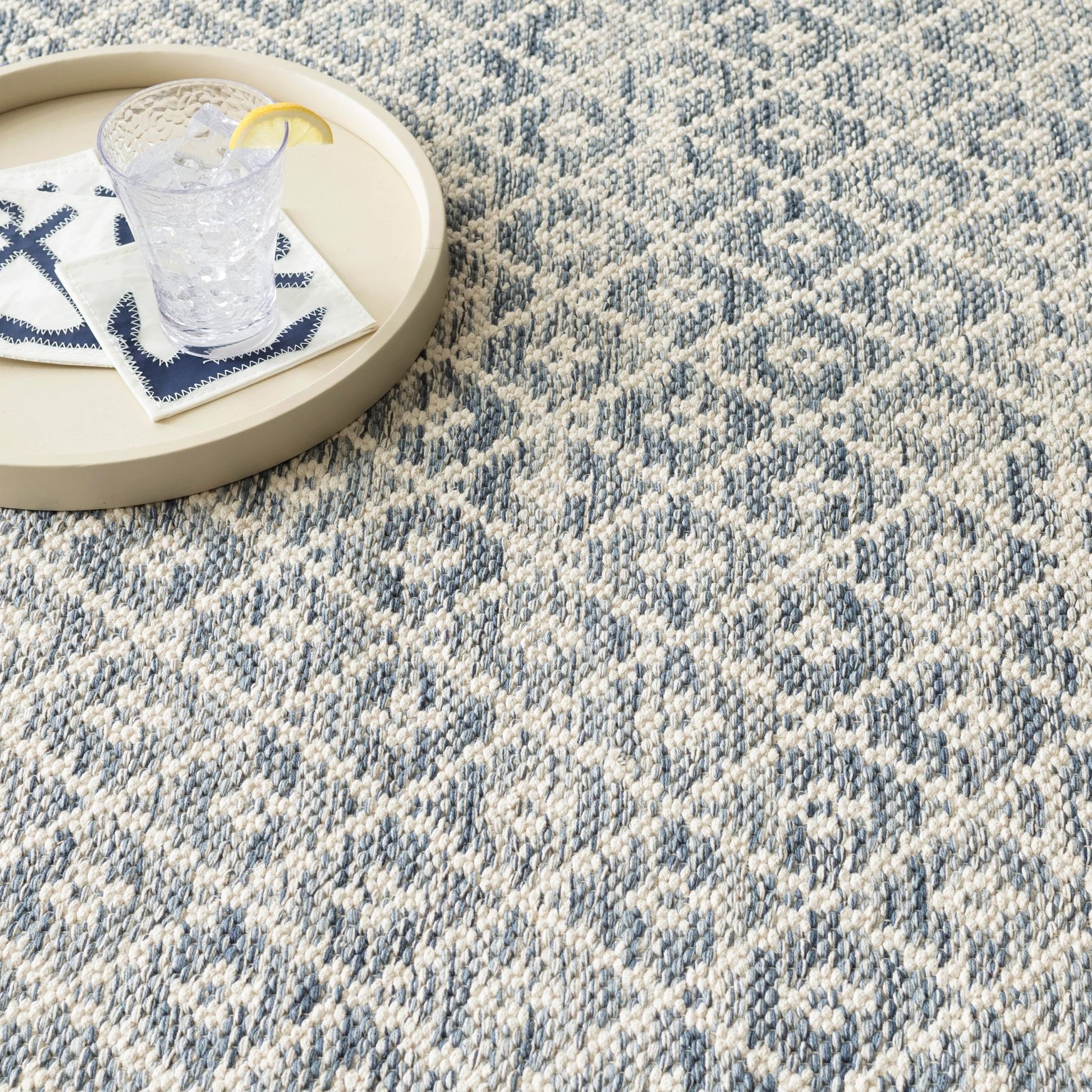 Melange Diamond Blue Handwoven Cotton Rug - DA887 - 9x12