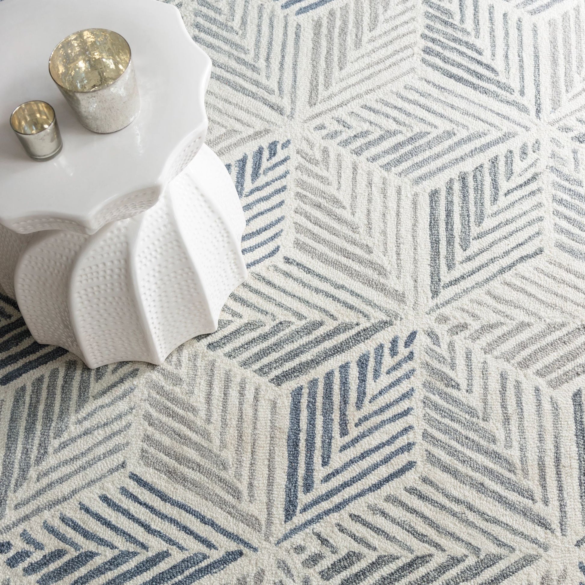 Karari Blue Hand Hooked Wool Rug - DA897 - 10x14