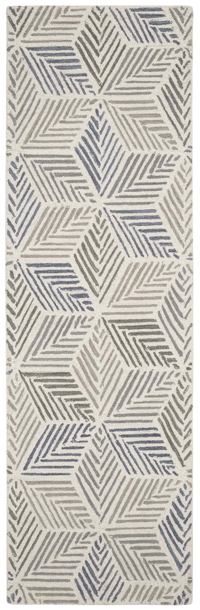 Karari Blue Hand Hooked Wool Rug - DA897 - Runner-2.5x8