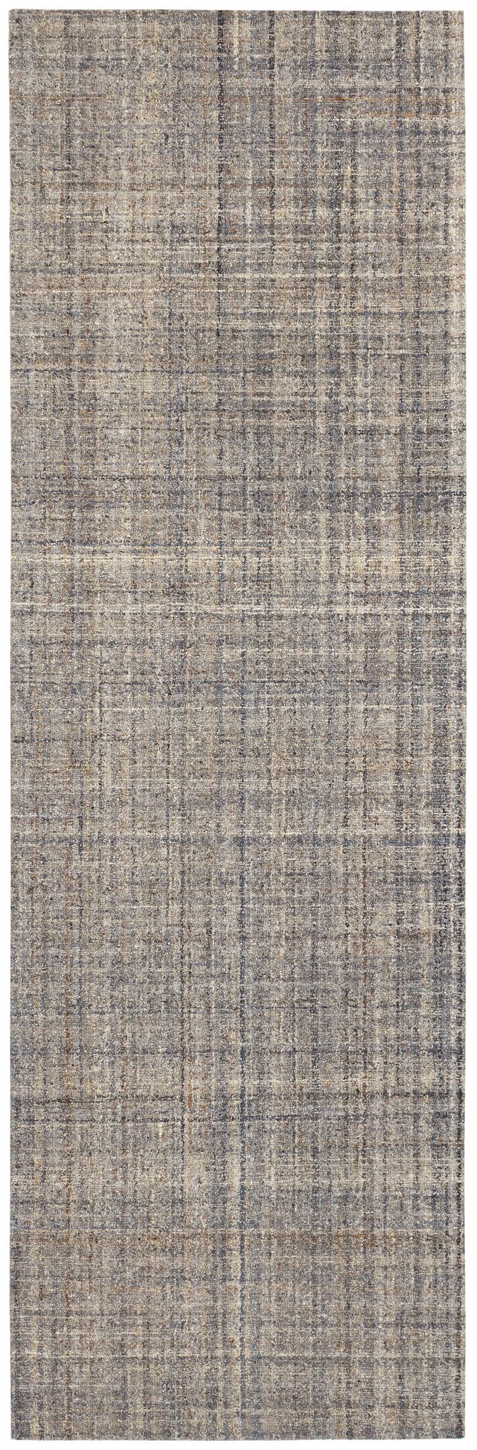 Harris Blue/Brown Hand Micro Hooked Wool Rug - DA922 - Runner-2.5x8