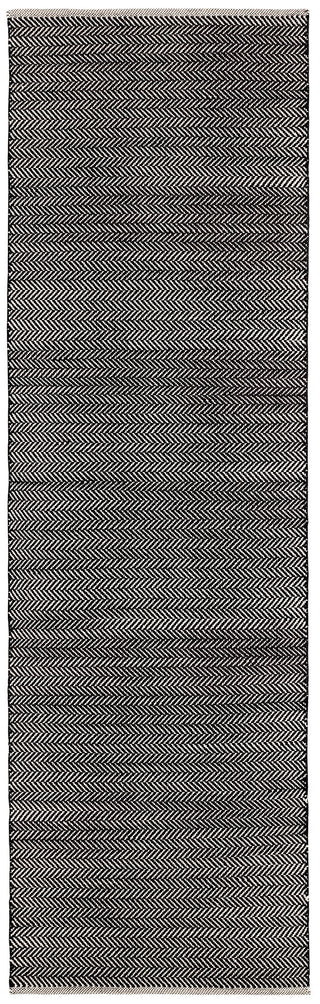 Herringbone Black Handwoven Cotton Rug - DA970 - Runner-2.5x12