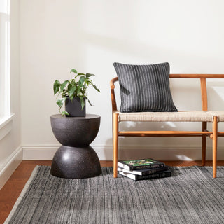 Herringbone Black Handwoven Cotton Rug - DA970 - Runner-2.5x12