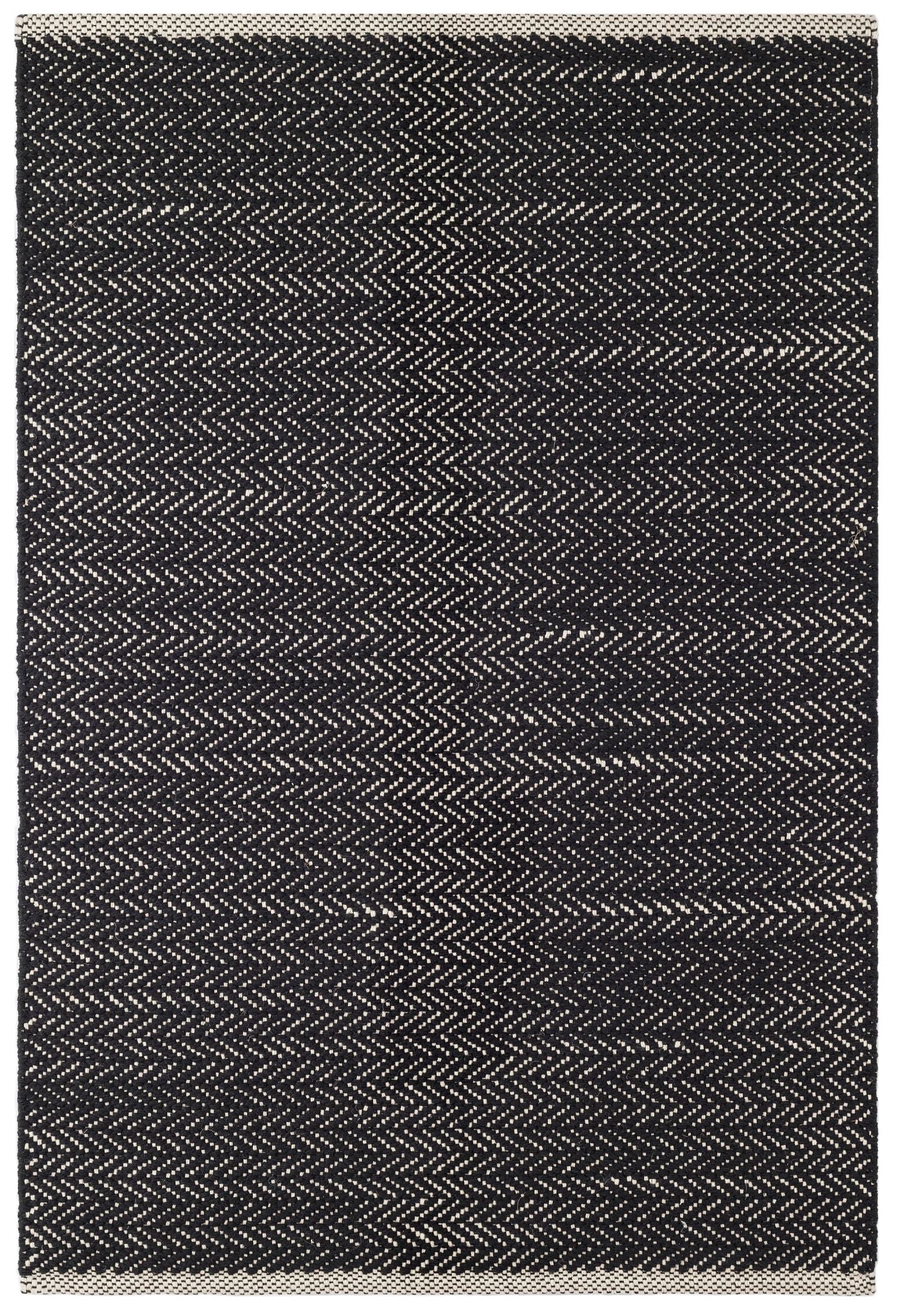 Herringbone Black Handwoven Cotton Rug - DA970 - 10x14