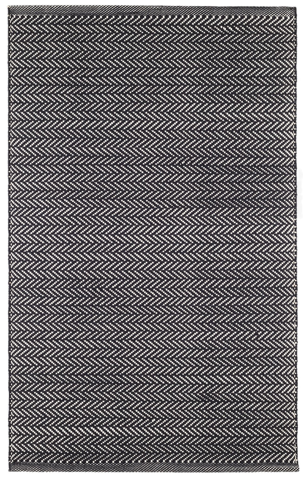 Herringbone Black/Ivory Handwoven Indoor/Outdoor Rug - DA971 - 12x16