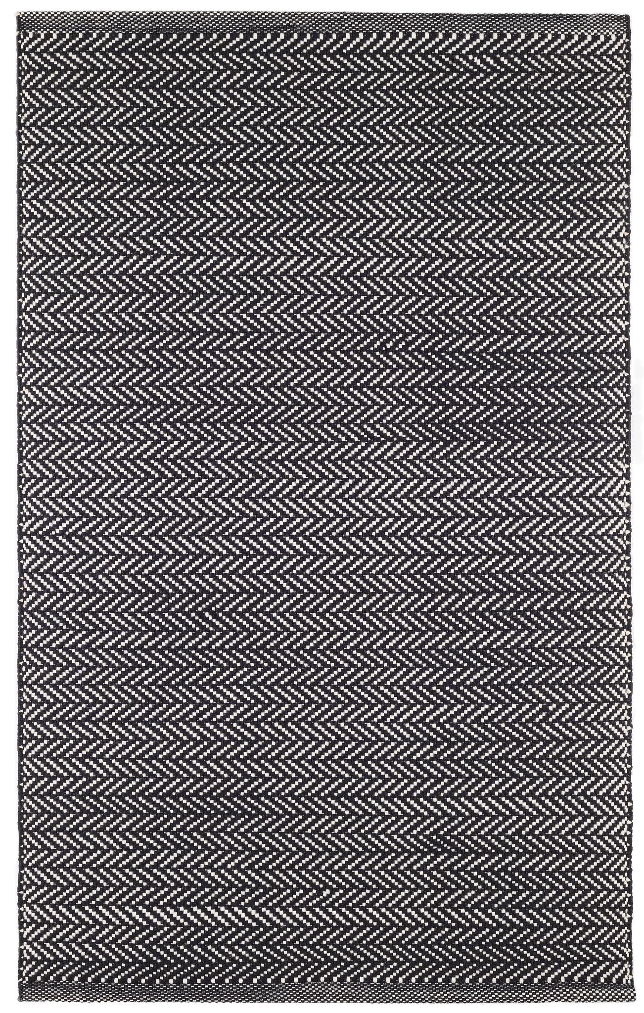 Herringbone Black/Ivory Handwoven Indoor/Outdoor Rug - DA971 - 12x16