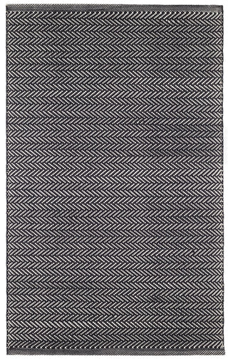 Herringbone Black/Ivory Handwoven Indoor/Outdoor Rug - DA971 - 12x16