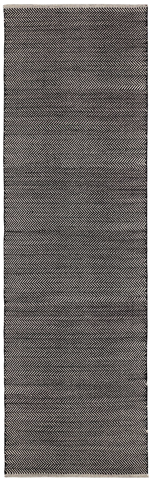 Herringbone Black/Ivory Handwoven Indoor/Outdoor Rug - DA971 - Runner-2.5x18