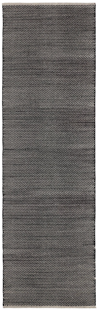 Herringbone Black/Ivory Handwoven Indoor/Outdoor Rug - DA971 - Runner-2.5x18