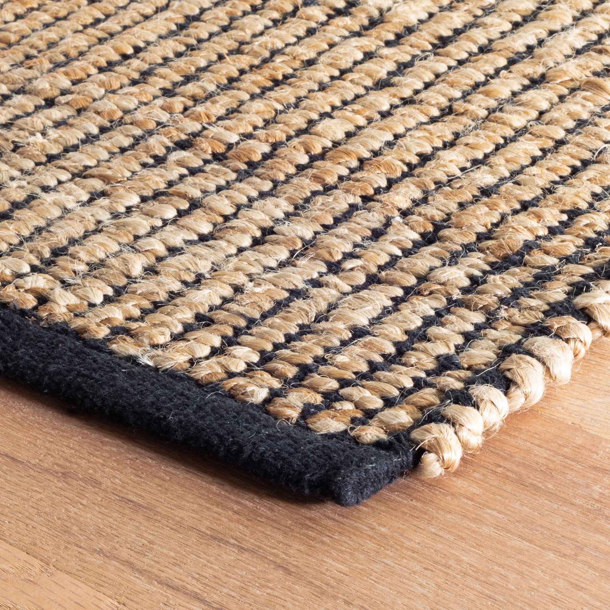 Gridwork Black Handwoven Jute Rug - DA975 - 12x16
