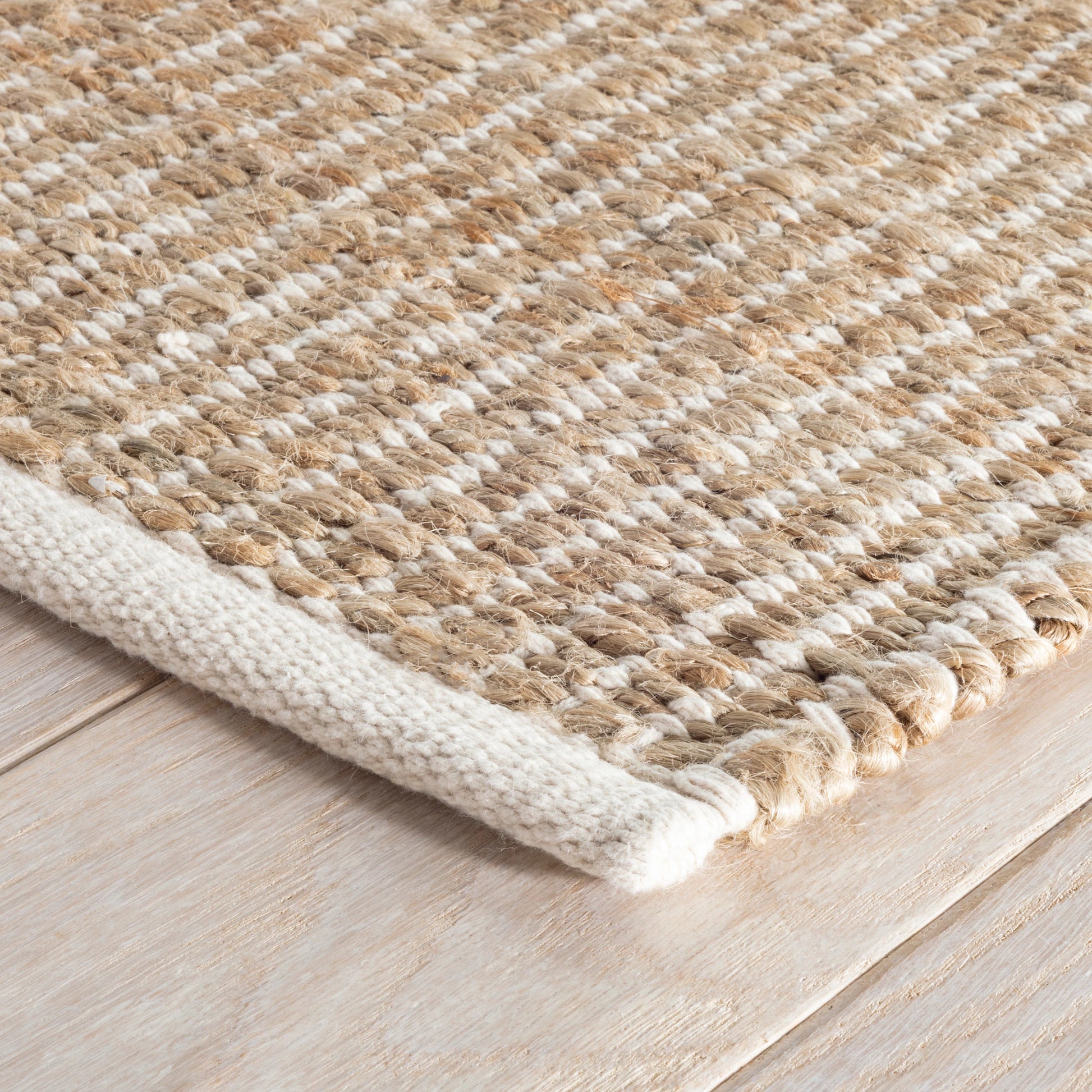 Gridwork Ivory Handwoven Jute Rug - DA976 - 12x16